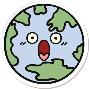 Bir insan tarafından çizilmiş şirin bir çizgi film gezegeninin çıkartması.