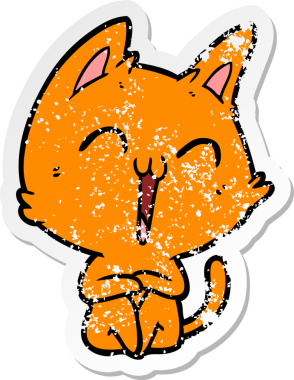 Bir insan tarafından çizilmiş mutlu çizgi film kedisinin sıkıntılı çıkartması.