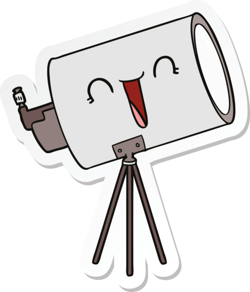 Bir insan tarafından çizilmiş karikatür teleskopu çıkartması.