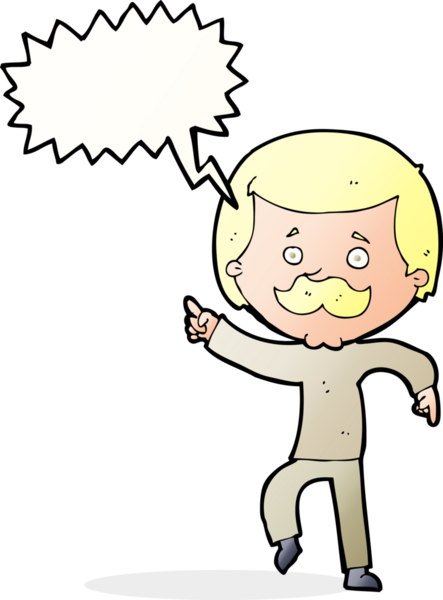 Bir insan tarafından çizilmiş bir konuşma balonuyla dans eden baba.