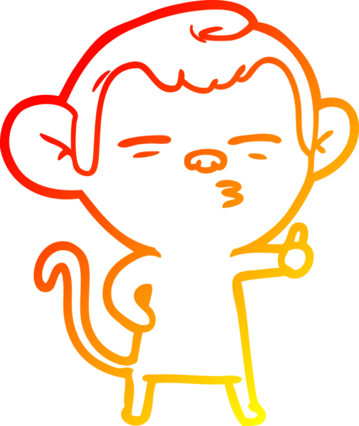 Bir insan tarafından çizilmiş şüpheli bir maymunun sıcak çizgi çizimi