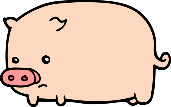 Bir insan tarafından çizilmiş şirin çizgi film domuzu.