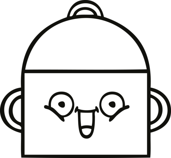 Bir insan tarafından çizilmiş bir tencere karikatürü.