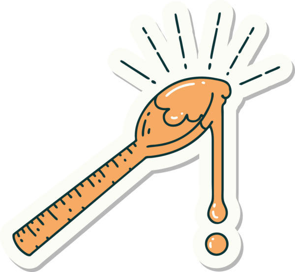 Bir insan tarafından çizilmiş bal dolu dövme stili çıkartması.