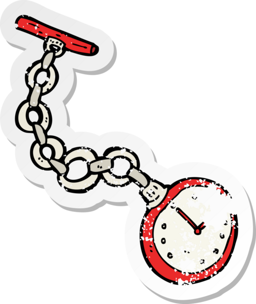 Bir insan tarafından çizilmiş eski bir cep saatinin gerilimli çıkartması.