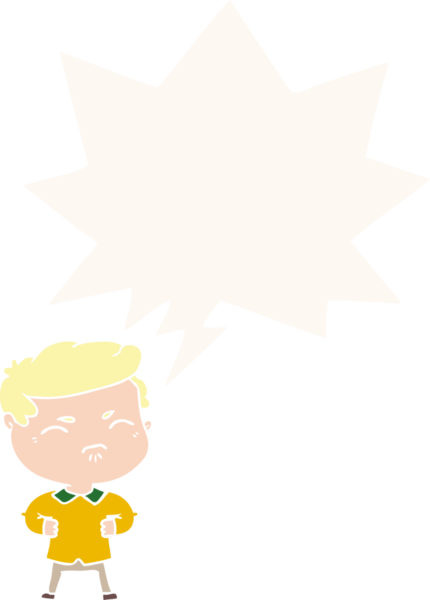 Bir insan tarafından çizilmiş eski usul konuşma baloncuğuyla rahatsız bir adam.