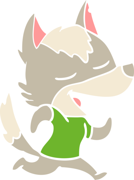 Düz renkli çizgi film koşu kurdu bir insan tarafından çizilmiş.