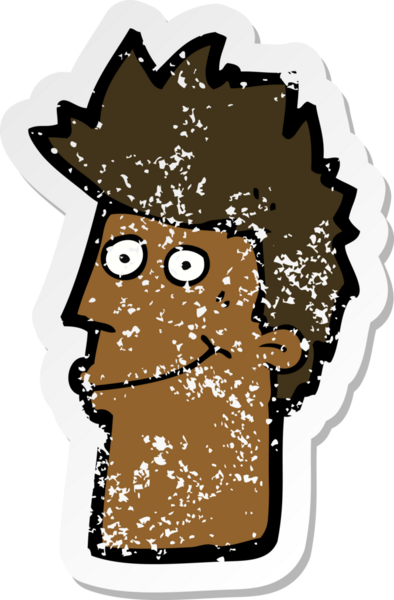 Bir insan tarafından çizilmiş mutlu bir adamın karikatür yapıştırması.