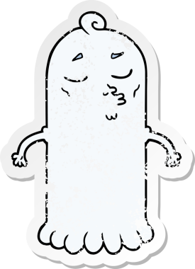 Bir insan tarafından çizilmiş karikatür bir hayaletin sıkıntılı çıkartması.