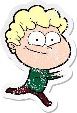 Bir insan tarafından çizilmiş mutlu bir adamın sıkıntılı çıkartması.