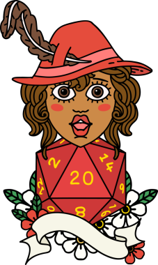 Bir insan tarafından çizilmiş 20 zarlı Retro Dövme Tarzı insan ozanı