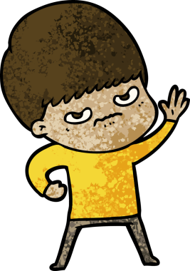 Bir insan tarafından çizilmiş kızgın çizgi film çocuğu.