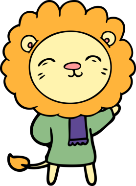 Bir insan tarafından çizilmiş çizgi film aslanı.