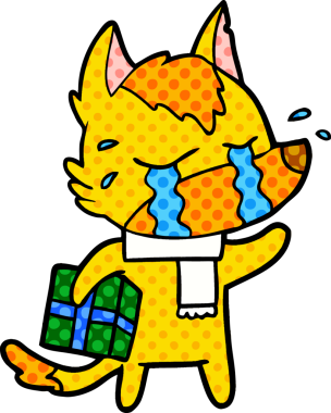 Bir insan tarafından çizilmiş tilki çizgi film karakteri.