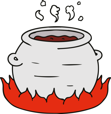 Bir insan tarafından çizilmiş bir tencere güveç karalaması.