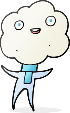 Bir insan tarafından çizilmiş sevimli bulut kafalı yaratık.