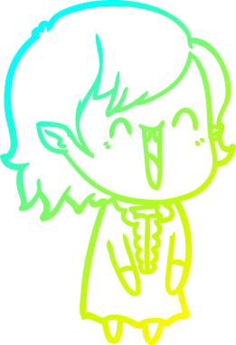 Bir insan tarafından çizilen mutlu vampir kız çizgi filminin soğuk gradyanı.