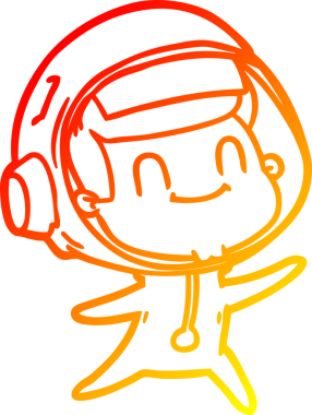 Bir insan tarafından çizilmiş mutlu bir astronotun sıcak çizgi çizimi