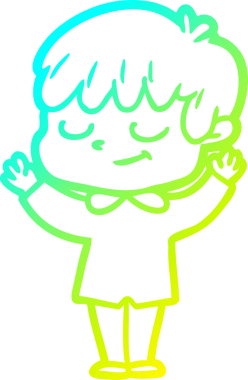 Bir çizgi film karakteri çizen soğuk çizgi bir insan tarafından çizilmiş mutlu çocuk.