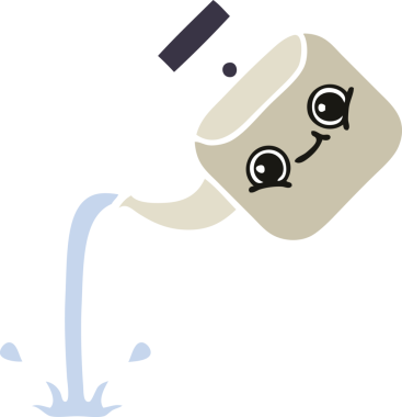 Bir insan tarafından çizilmiş bir çaydanlığın düz renkli retro karikatürü