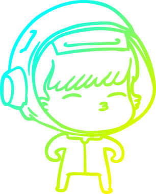 Bir insan tarafından çizilmiş soğuk gradyan çizgi çizimi meraklı bir astronot.