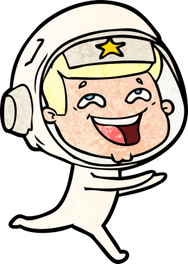 Bir insan tarafından çizilmiş gülen astronot çizgi filmi.