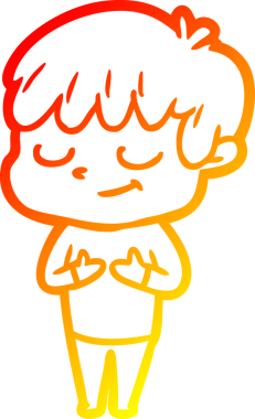 Bir insan tarafından çizilen mutlu bir çocuğun sıcak çizgi çizimi.