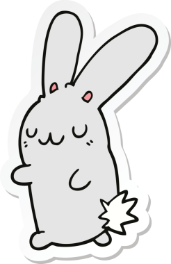 Bir insan tarafından çizilmiş şirin bir tavşanın çıkartması.