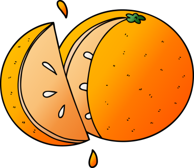 Bir insan tarafından çizilmiş portakal dilimi.