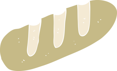 Bir insan tarafından çizilmiş bir somun ekmeğin düz renk çizimi