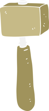 Bir insan tarafından çizilen çekicin düz renk çizimi