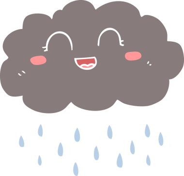 Bir insan tarafından çizilen düz renkli yağmur bulutu çizimi