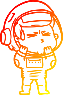 Bir çizgi film karakteri, bir insan tarafından çizilmiş astronot çizimi.