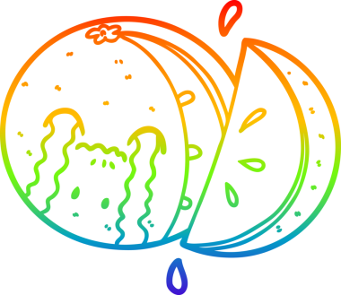 Gökkuşağı gradyan çizgi çizimi bir insan tarafından çizilmiş turuncu çizgi