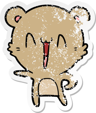 Bir insan tarafından çizilmiş mutlu ayı karikatürünün sıkıntılı çıkartması.