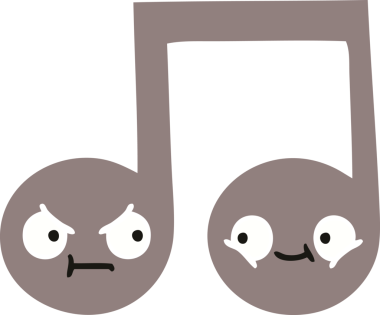 Bir insan tarafından çizilmiş bir notanın düz renkli retro karikatürü