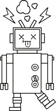 Bir insan tarafından çizilmiş robot arızasının çizgi çizimi