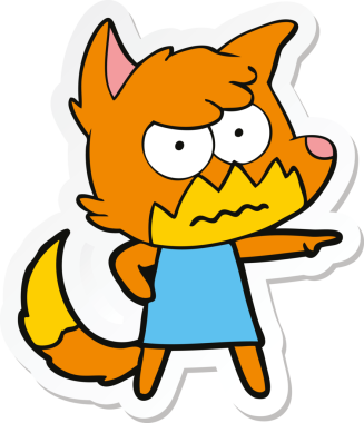 Bir insan tarafından çizilmiş, kızgın tilki çıkartması.