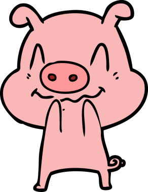 Bir insan tarafından çizilmiş sinirli çizgi film domuzu.