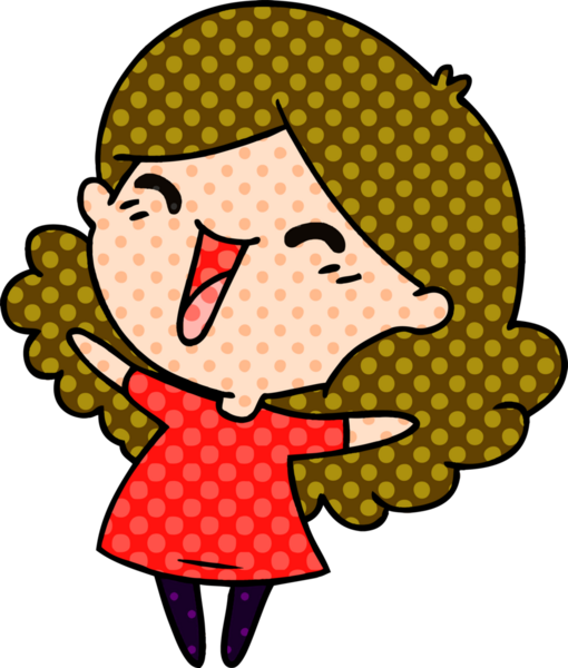 Bir insan tarafından çizilmiş tatlı bir kawai kızının serbest çizimi.