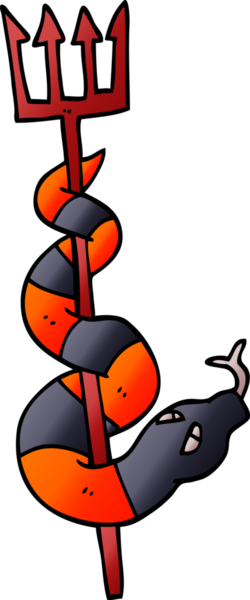 Bir insan tarafından çizilmiş şeytan çatalındaki karalama yılanı.