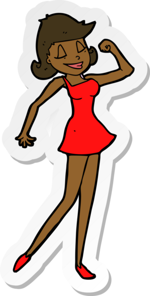 Çizgi filmdeki bir kadının çıkartması bir insan tarafından çizilebilir.