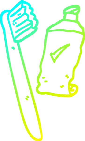 Bir insanın çizdiği diş fırçası ve yapıştırıcının soğuk gradyan çizgisi.