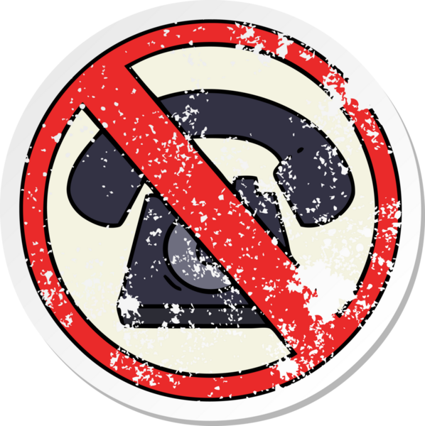 Bir insan tarafından çizilmiş telefonlara izin verilmeyen tatlı bir çizgi filmin sıkıntılı çıkartması.