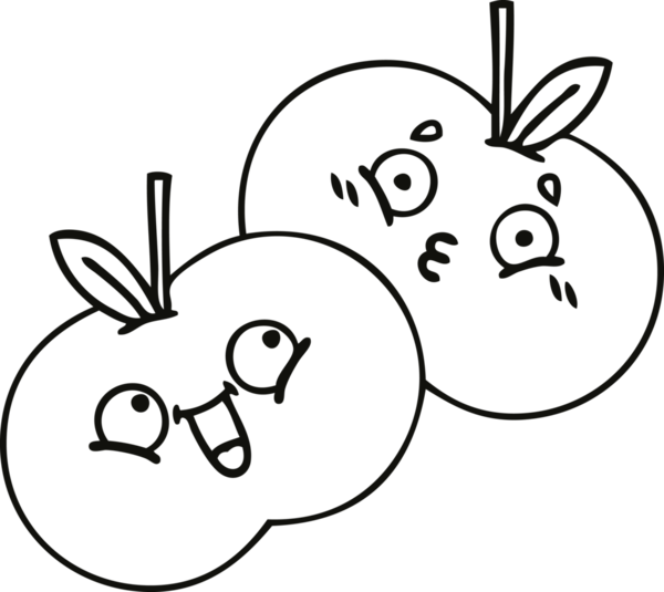 Bir insan tarafından çizilmiş sulu bir elmanın çizgi çizimi