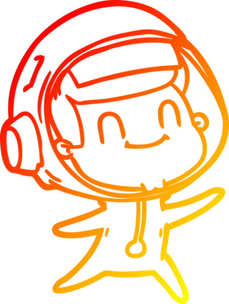 Bir insan tarafından çizilmiş mutlu bir astronotun sıcak çizgi çizimi