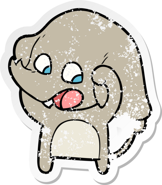 Bir insan tarafından çizilmiş şirin bir filin sıkıntılı çıkartması