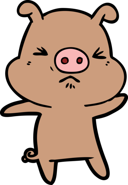 Bir insan tarafından çizilmiş kızgın domuz çizgi filmi.