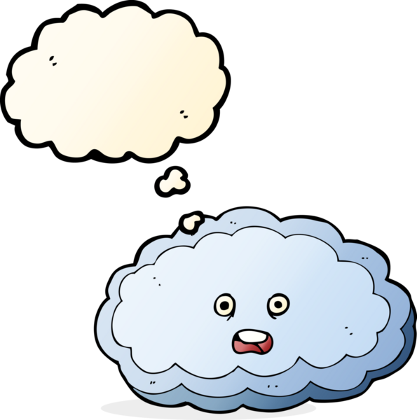Bir insan tarafından çizilmiş düşünce baloncuklu karikatür dekoratif bulut