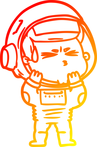 Bir çizgi film karakteri, bir insan tarafından çizilmiş astronot çizimi.